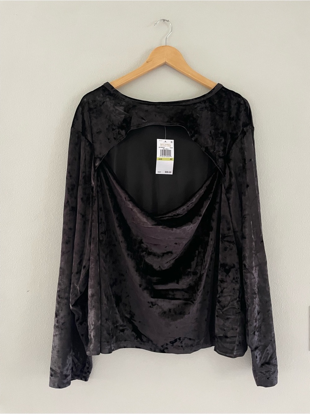 MICHAEL Michael Kors Black Velvet Long-Sleeve Blouse